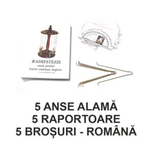 Set de 5 anse din alama cu 5 brosuri si 5 raportoare Set de 5 anse din alama cu 5 brosuri si 5 raportoare